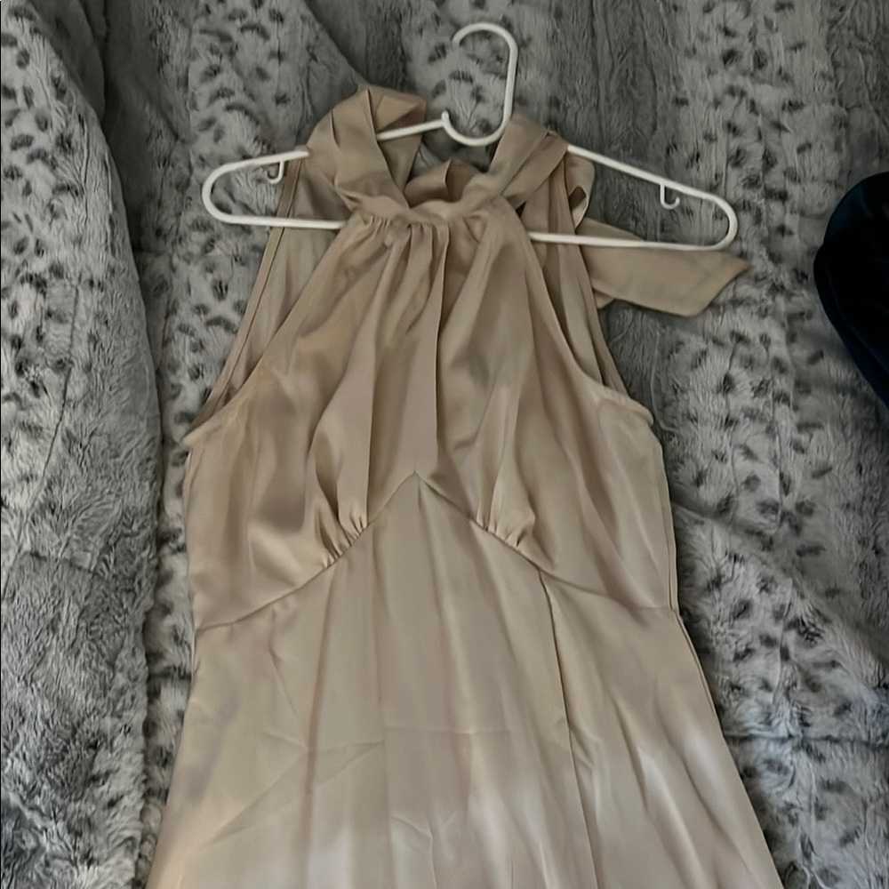 Elegant Cream Halter prom Dress